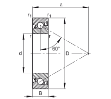 推力角接触球轴承 7602030-2RS-TVP, 单向，接触角 a = 60°，限制公差，两侧唇密封