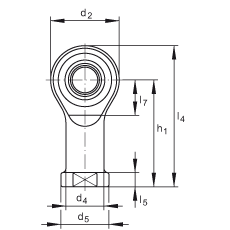 杆端轴承 GIKSR8-PS, 根据 DIN ISO 12 240-4 标准，特种钢材料，带右旋内螺纹，免维护