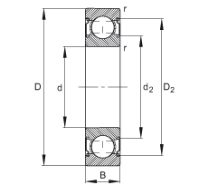 深沟球轴承 6203-C-2Z, 修正的内部结构（C 代），根据 DIN 625-1 标准的主要尺寸，两侧间隙密封