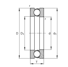 推力深沟球轴承 51115, 根据 DIN 711/ISO 104 标准的主要尺寸，单向，可分离