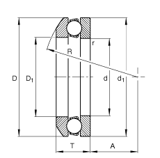 推力深沟球轴承 53310, 根据 DIN 711/ISO 104 标准的主要尺寸，单向，带球面轴承座圈，可分离