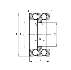 推力深沟球轴承 52204, 根据 DIN 711/ISO 104 标准的主要尺寸，双向，可分离