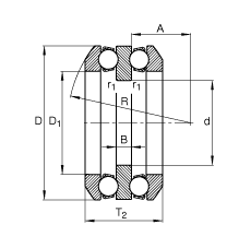 推力深沟球轴承 54211 + U211, 根据 DIN 711/ISO 104 标准的主要尺寸，单向，带球面轴承座圈和一个或两个座圈，可分离