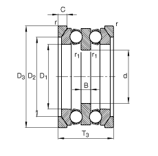 推力深沟球轴承 54209 + U209, 根据 DIN 711/ISO 104 标准的主要尺寸，单向，带球面轴承座圈和一个或两个座圈，可分离