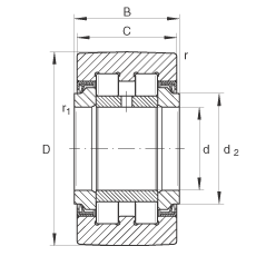 支撑型滚轮 PWTR25-2RS, 满装滚子，轴向引导，两侧唇密封