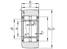 支撑型滚轮 NNTR60X150X75-2ZL, 满装滚子，轴向引导，两侧唇密封