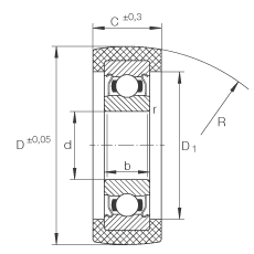 滚轮 KLRU12X47X20-2Z, 带塑料箍，两侧密封