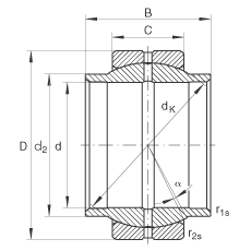 关节轴承 GE125-LO, 根据 DIN ISO 12 240-1 标准，需维护