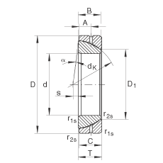 角接触关节轴承 GE190-SX, 根据 DIN ISO 12 240-2 标准，需维护