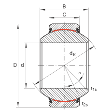 关节轴承 GE50-FW-2RS, 根据 DIN ISO 12 240-1 标准, 免维护，两侧唇密封