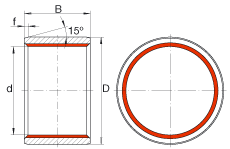 柱形滑动衬套 ZGB180X200X180, 根据 DIN ISO 4379 标准的圆柱滑套，免维护，两侧唇密封