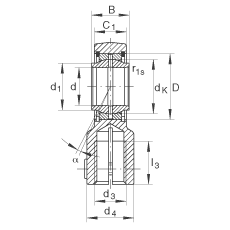 液压杆端轴承 GIHNRK16-LO, 根据 DIN ISO 12 240-4 标准，带右旋螺纹夹紧装置，需维护