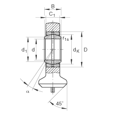 液压杆端轴承 GK17-DO, 根据 DIN ISO 12 240 标准，带焊接面，需维护