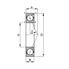 主轴轴承 B71938-E-T-P4S, 调节，成对或单元安装，接触角 α = 25°，限制公差