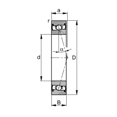 主轴轴承 HSS7008-C-T-P4S, 调节，成对安装，接触角 α = 15°，两侧唇密封，非接触，加严公差