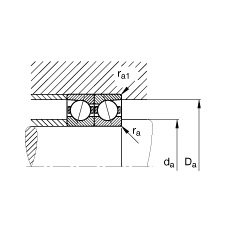 主轴轴承 B71916-C-T-P4S, 调节，成对安装，接触角 α = 15°，限制公差