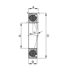 主轴轴承 HCB71900-C-T-P4S, 调节，成对或单元安装，接触角 α = 15°，陶瓷球，限制公差