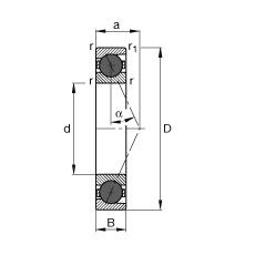 主轴轴承 HCB7030-E-T-P4S, 调节，成对或单元安装，接触角 α = 25°，陶瓷球，限制公差