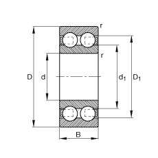 深沟球轴承 4308-B-TVH, 根据 DIN 625-3 标准的主要尺寸，双列