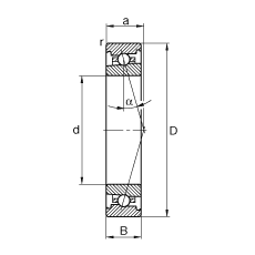 主轴轴承 HS71907-C-T-P4S, 调节，成对安装，接触角 α = 15°，限制公差