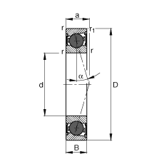 主轴轴承 HCB71904-C-2RSD-T-P4S, 调节，成对或单元安装，接触角 α = 15°，陶瓷球，两侧唇密封，非接触，限制公差