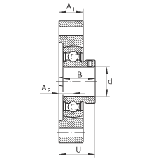 轴承座单元 FLCTEY35, 带两个螺栓孔的法兰的轴承座单元，铸铁， 内圈带平头螺钉， P 型密封，无再润滑结构