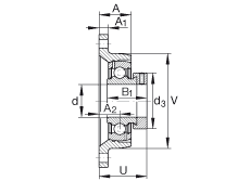 轴承座单元 PCJT2-3/16, 对角法兰轴承座单元，铸铁，根据 ABMA 15 - 1991, ABMA 14 - 1991, ISO3228 带有偏心紧定环，P型密封，英制