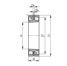 调心滚子轴承 23048-K-MB, 根据 DIN 635-2 标准的主要尺寸, 锥孔，锥度 1:12