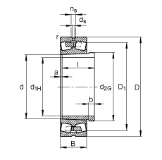 调心滚子轴承 23280-B-K-MB + AH3280G, 根据 DIN 635-2 标准的主要尺寸, 带锥孔和退卸套