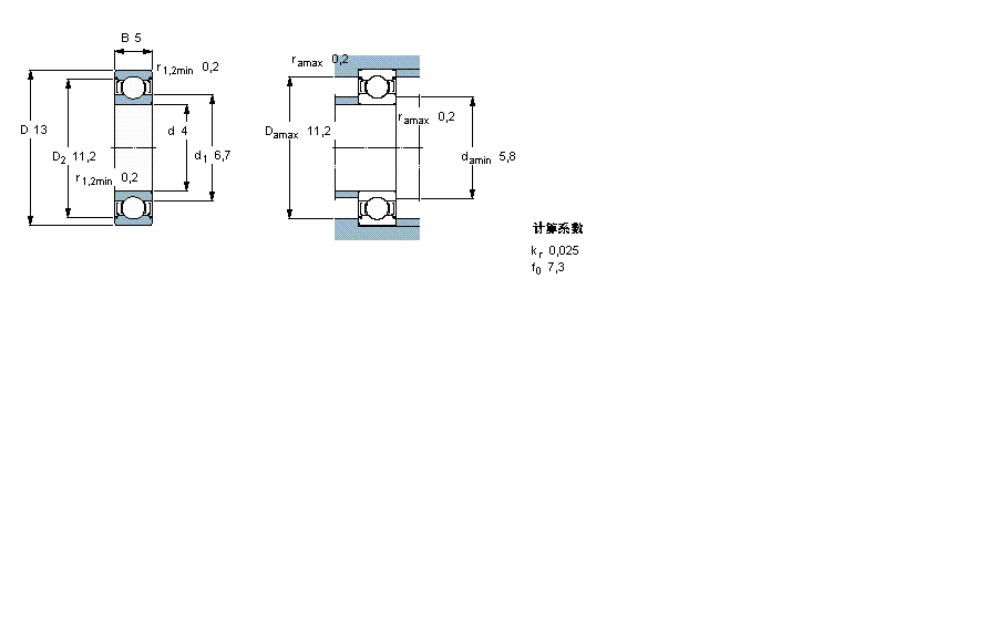 SKF 深沟球轴承, 单列, 两面防尘罩624-2Z样本图片