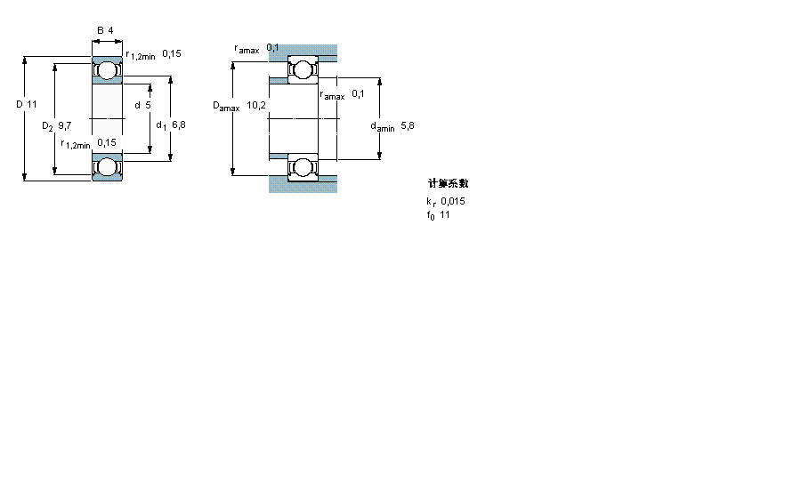 SKF 深沟球轴承, 单列, 两面防尘罩628/5-2Z样本图片