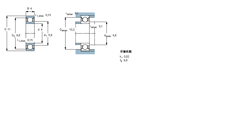 SKF 深沟球轴承, 单列, 两面防尘罩619/4-2Z样本图片