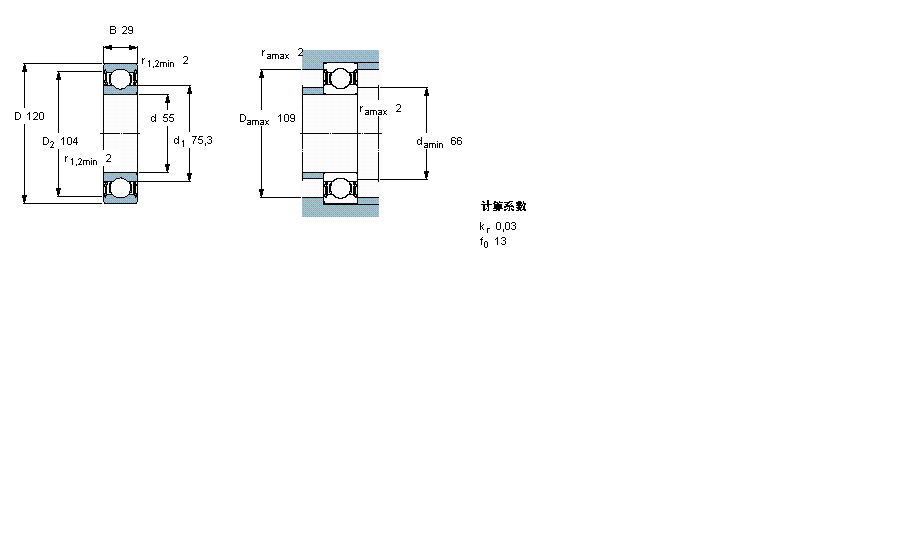 SKF 深沟球轴承, 单列, 两面密封件6311-2RS1样本图片