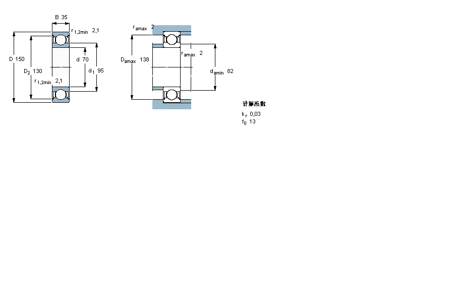 SKF 深沟球轴承, 单列, 两面防尘罩6314-2Z样本图片