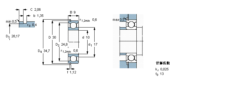 SKF 深沟球轴承, 单列，带止动环槽, 无密封件6200N样本图片