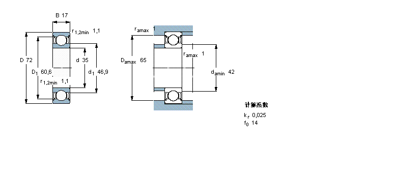 SKF 深沟球轴承, 单列, SKF Energy Efficient (E2) bearingsE2.6207-2Z/C3样本图片