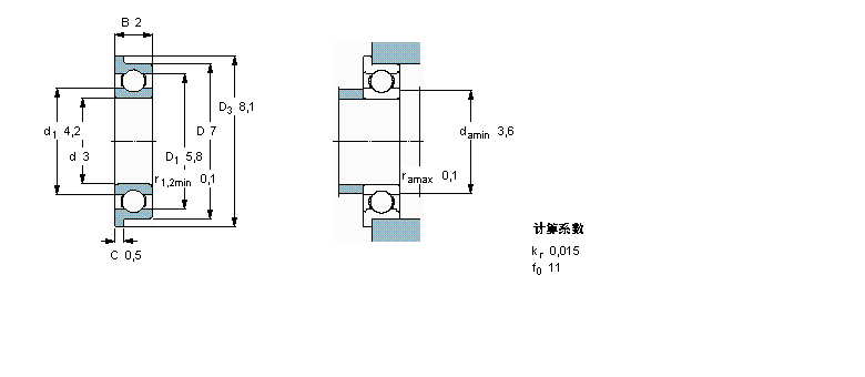 SKF 深沟球轴承, 单列，不锈钢，带法兰, 无密封件W618/3R样本图片