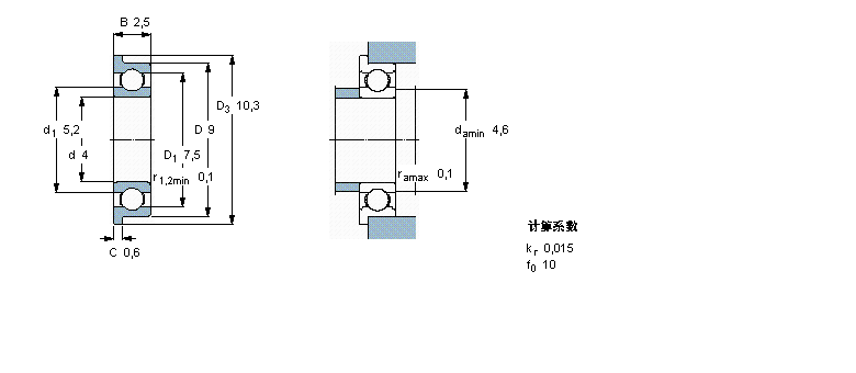 SKF 深沟球轴承, 单列，不锈钢，带法兰, 无密封件W618/4R样本图片
