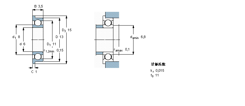 SKF 深沟球轴承, 单列，不锈钢，带法兰, 无密封件W618/6R样本图片