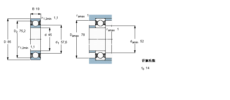 SKF 深沟球轴承, 单列陶瓷混合轴承, 低摩擦两面密封件6209-2RZTN9/HC5C3WT样本图片