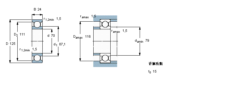 SKF 深沟球轴承, 单列陶瓷混合轴承, 无密封件6214/HC5C3样本图片