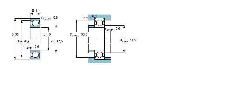 SKF 深沟球轴承, 用于高温的深沟球轴承, 两面防尘罩6300-2Z/VA201样本图片