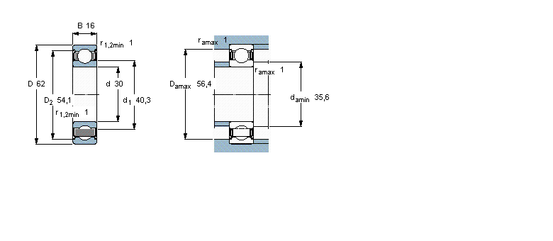 SKF 深沟球轴承, 用于高温的深沟球轴承, 两面防尘罩6206-2Z/VA228样本图片