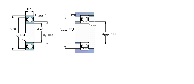 SKF 深沟球轴承, 用于高温的深沟球轴承, 两面防尘罩6008-2Z/VA208样本图片