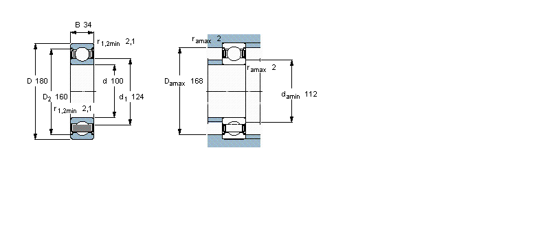 SKF 深沟球轴承, 用于高温的深沟球轴承, 两面防尘罩6220-2Z/VA228样本图片