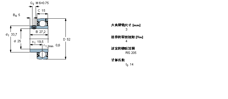 SKF Y-轴承, 带平头螺钉锁定的, YAT 2YAT205样本图片