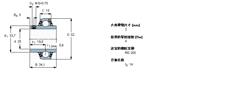 SKF Y-轴承, 带平头螺钉锁定的, YAR 2-2RFYAR205-2RF样本图片