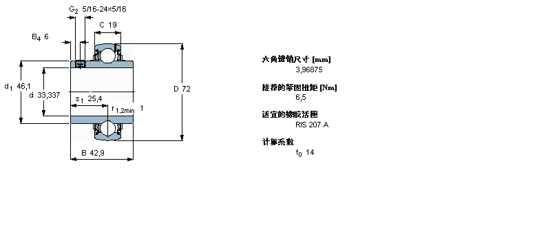 SKF Y-轴承, 带平头螺钉锁定的, YAR 2-2FYAR207-105-2F样本图片