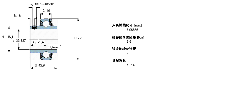 SKF Y-轴承, 带平头螺钉锁定的, YAR 2-2F/AHYAR207-105-2F/AH样本图片