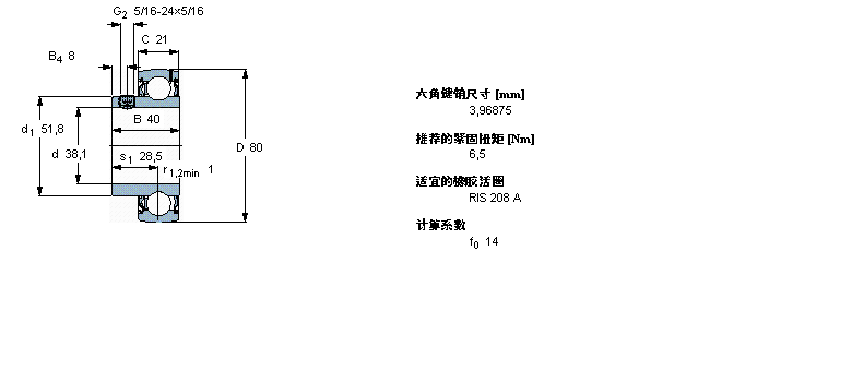 SKF Y-轴承, 带平头螺钉锁定的, YAT 2YAT208-108样本图片